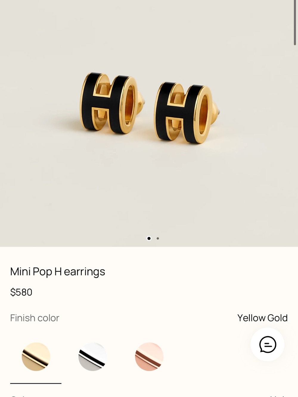 Mini Pop H Pendant Necklace and earrings - Black Enamel on Yellow Gold